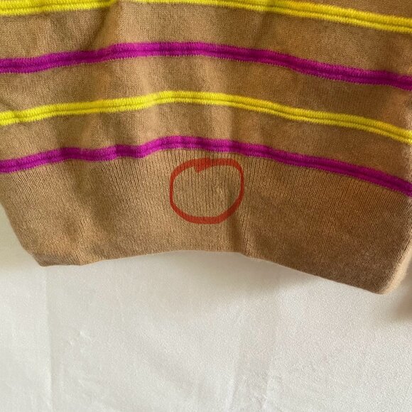 Banana Republic Striped 100% Cashmere Crew Neck Sweater Small Camel Brown - Picture 9 of 10